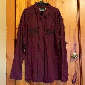 Buckle Black Burgundy/Black Western Shirt XXXL